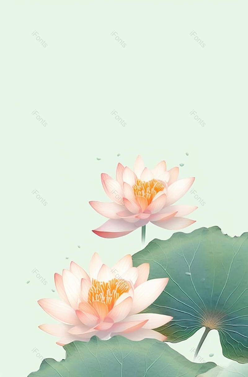 凉爽夏天荷花在池塘里绽放工笔画海报背景插画,插画/手绘图,插画/手绘图库,插画/手绘图下载,插画/手绘